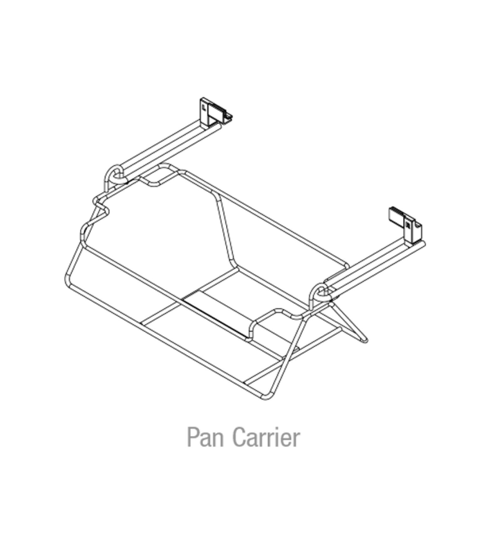 Durable pan carrier featuring welded design, tamper-resistant screws, and a hinged cover with a secure locking mechanism.